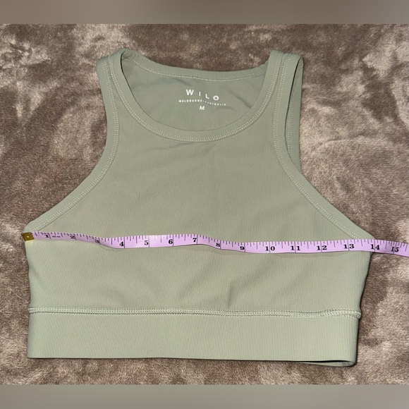 WILO THE LABEL High Neck Racer Back Sports Bra in Sage Green Size Medium - Picture 3 of 4